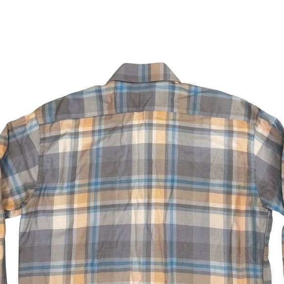 CIRCLE OF GENTLEMEN REGULAR FIT 100% COTTON SHIRT BLUE BEIGE PLAID 44 X 17.5 - Picture 8 of 11